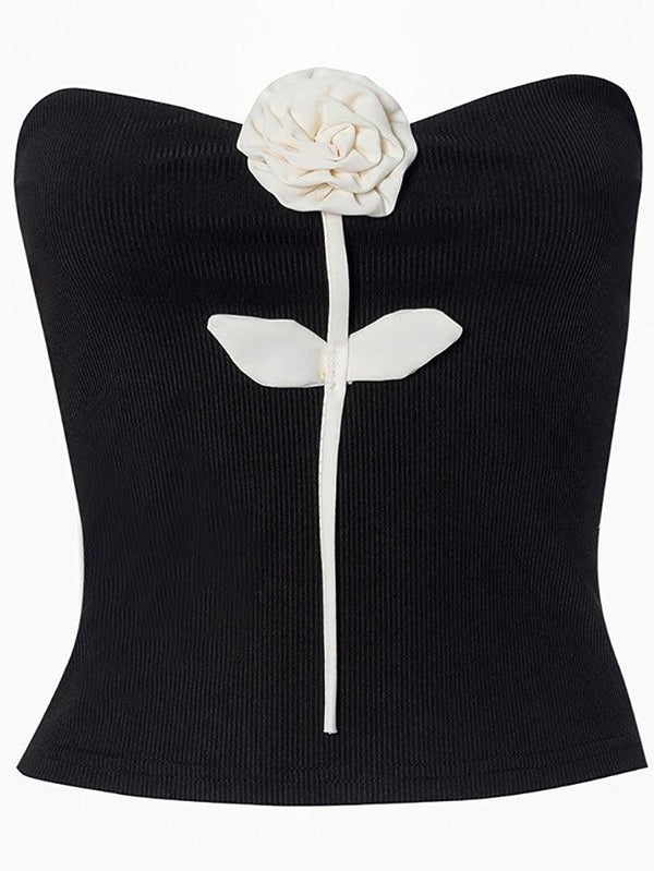 Floral Embellished Bustier Top - AnotherChill