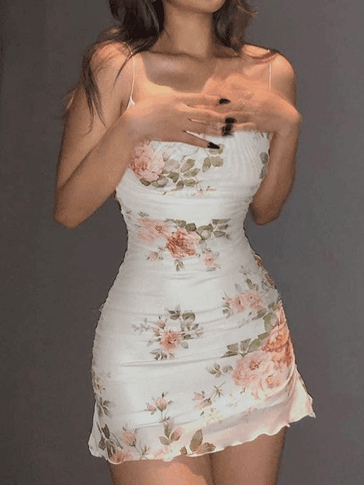 Backless Floral Mesh Mini Dress AnotherChill Backless Floral Mesh Mini Dress AnotherChill