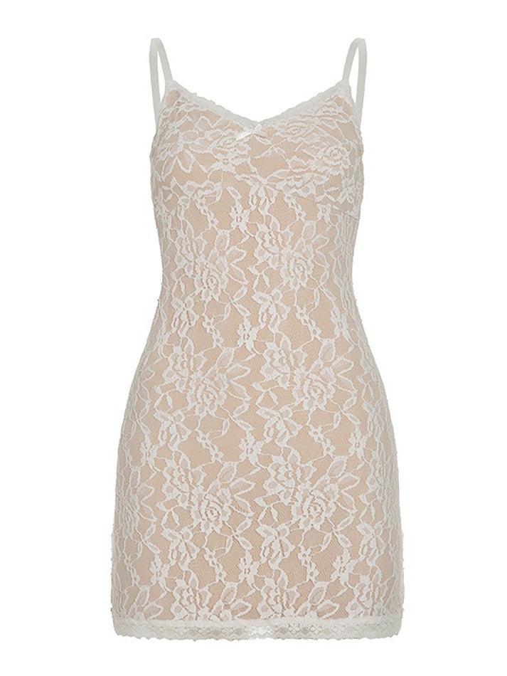 Bow Lace Layered V-Neck Cami Dress – AnotherChill