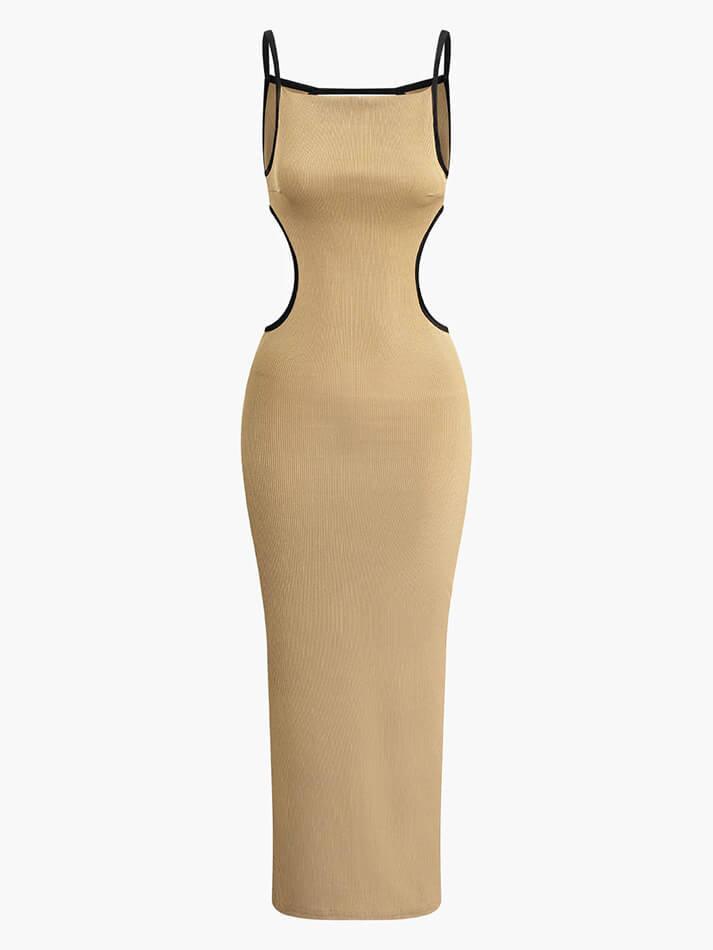 Contrast Cut Out Backless Slip Maxi Dress – AnotherChill