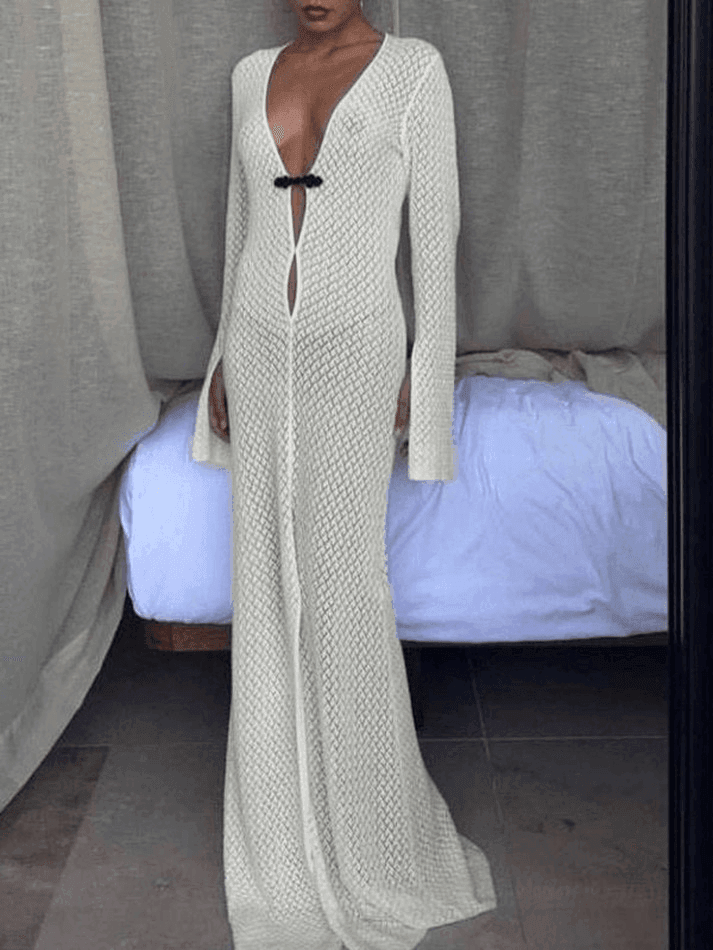 Crochet Long Sleeve Maxi Beach Dress AnotherChill Crochet Long Sleeve Maxi Beach Dress AnotherChill