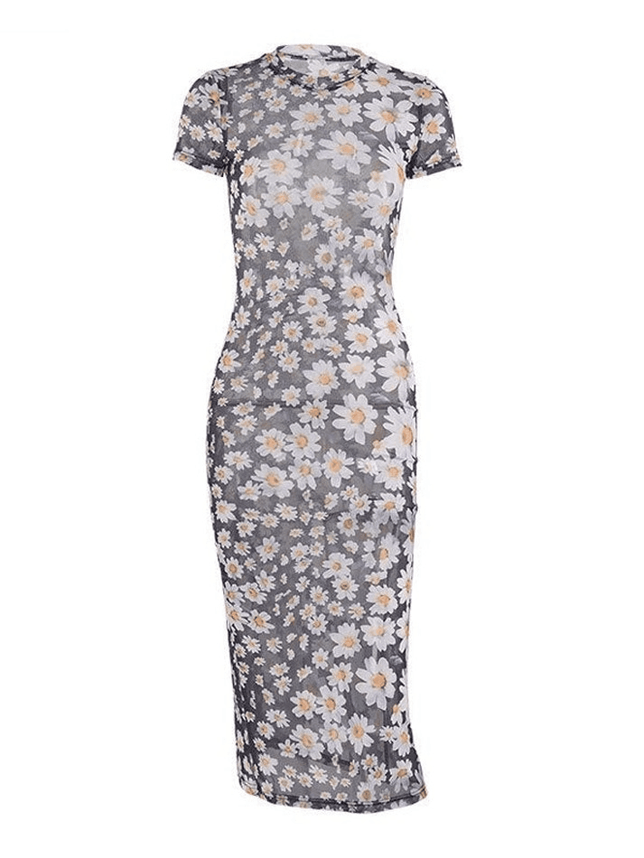 mesh daisy dress Daisy Print Mesh Maxi Dress – AnotherChill