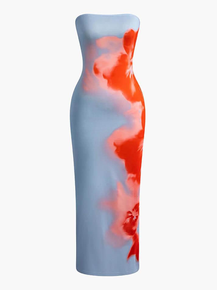 Flower Print Slit Maxi Dress – AnotherChill