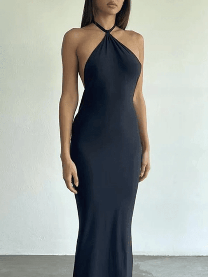 Halter Neck Black Maxi Dress – AnotherChill