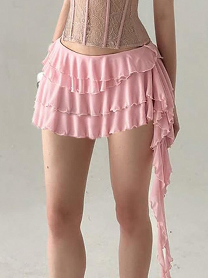 Sexy Layered Lace Irregular Mini Skirt