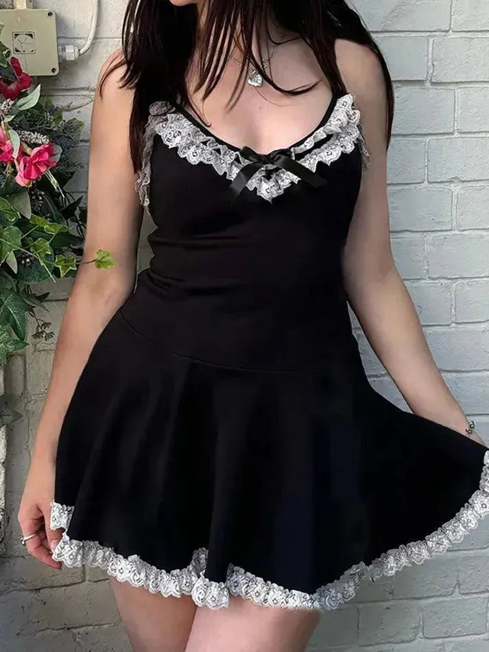 Lace Trim Bow Front Cami Dress AnotherChill Lace Trim Bow Front Cami Dress AnotherChill