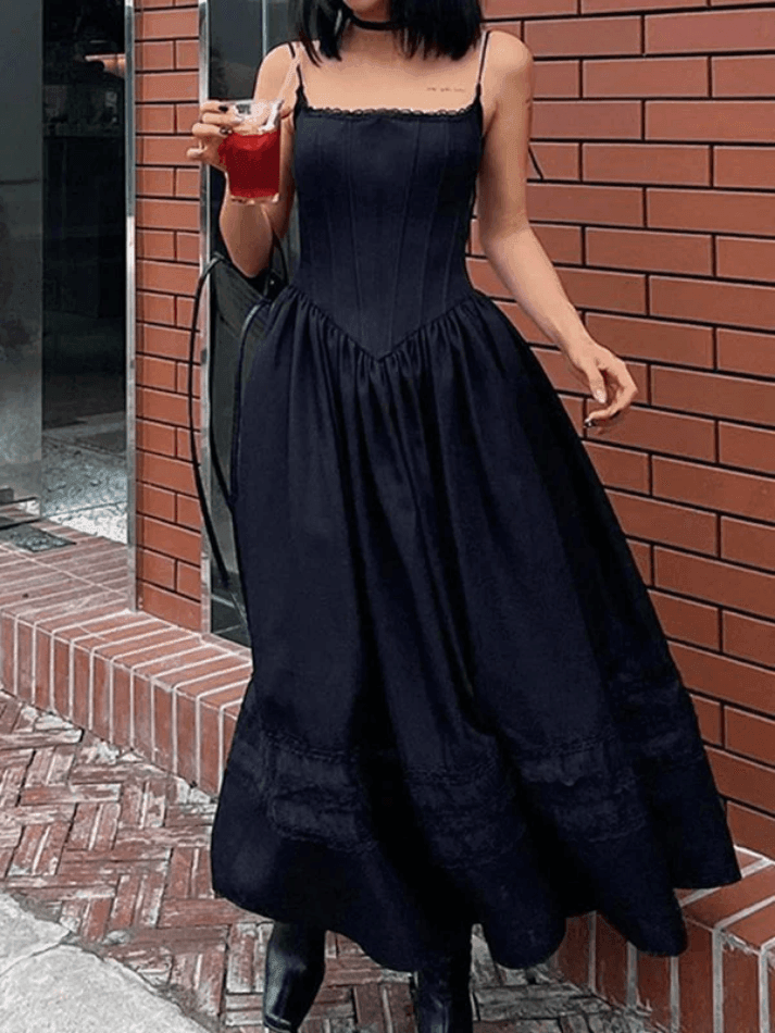 Lace Up Corset Black Maxi Dress AnotherChill Lace Up Corset Black Maxi Dress AnotherChill