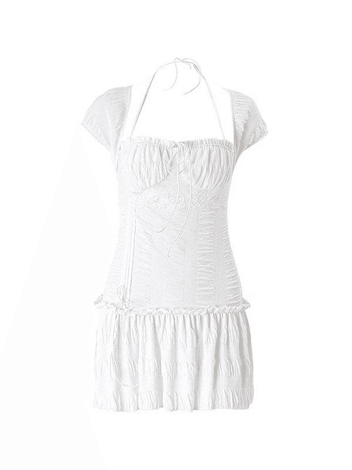 Lace-Up Ruffle Halter Mini Dress – AnotherChill