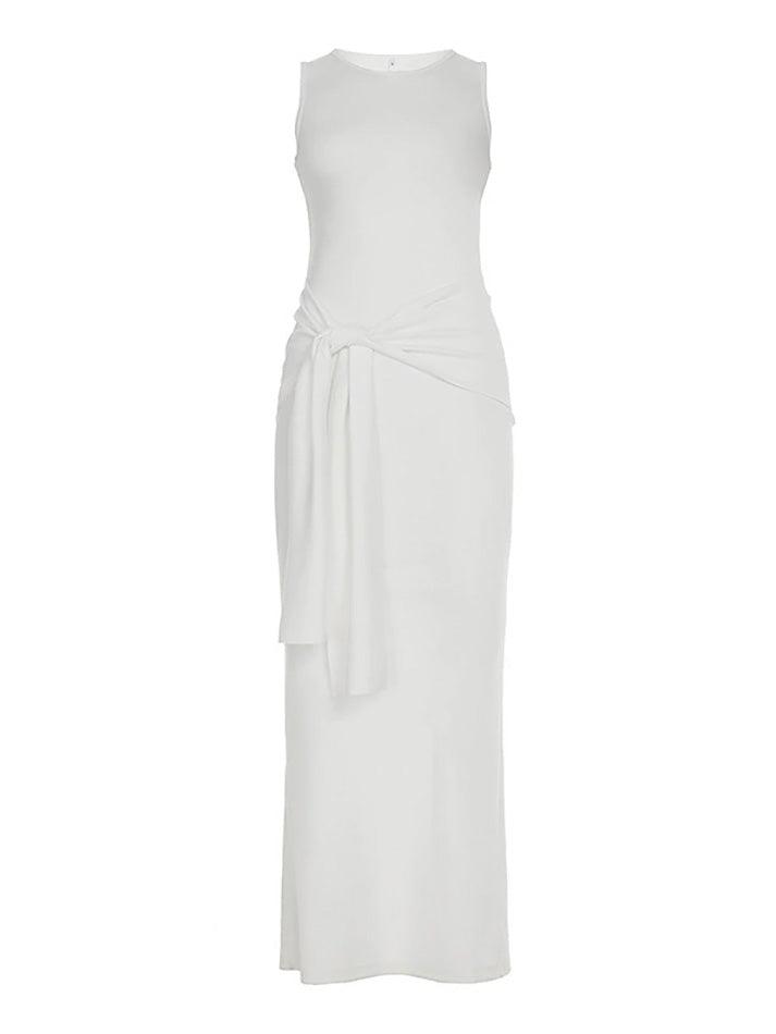 how to tie a maxi dress without slits Solid Color Tie Up Slit Maxi Dress – AnotherChill