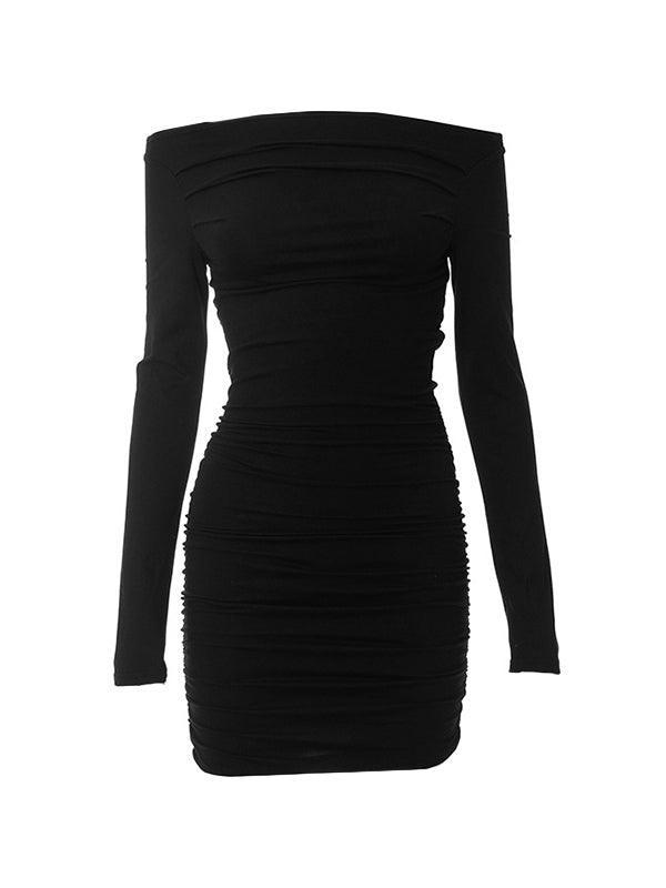 solid ruched mini dress Lux Solid Color Slim Fit-in Ruched Mini Dress FLAME RED / S