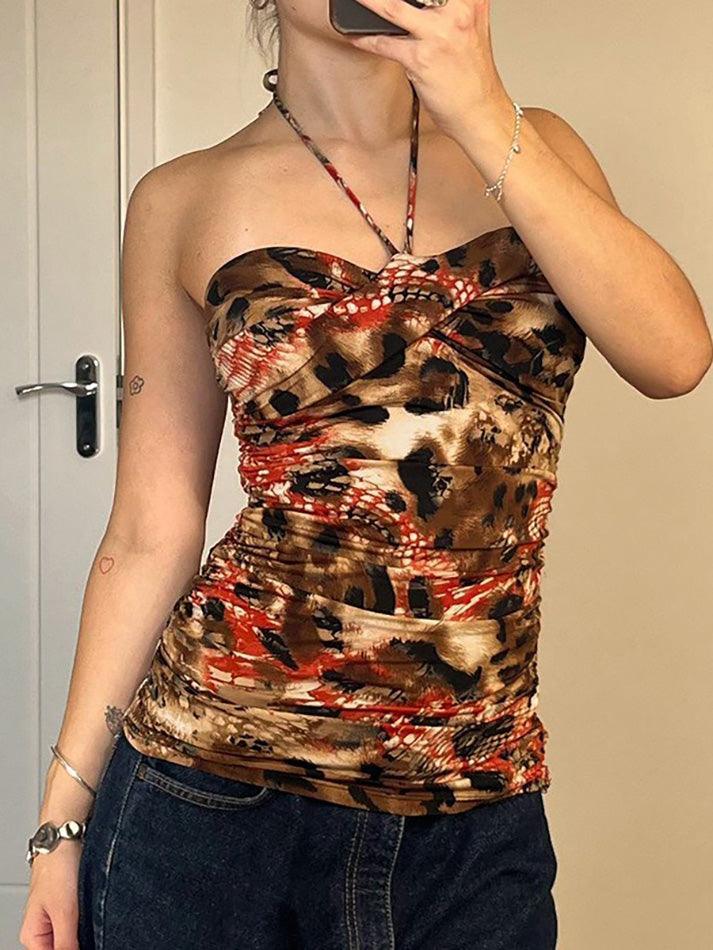 Vintage Print Sexy Backless Halter Tank Top AnotherChill Vintage Print Sexy Backless Halter Tank Top AnotherChill