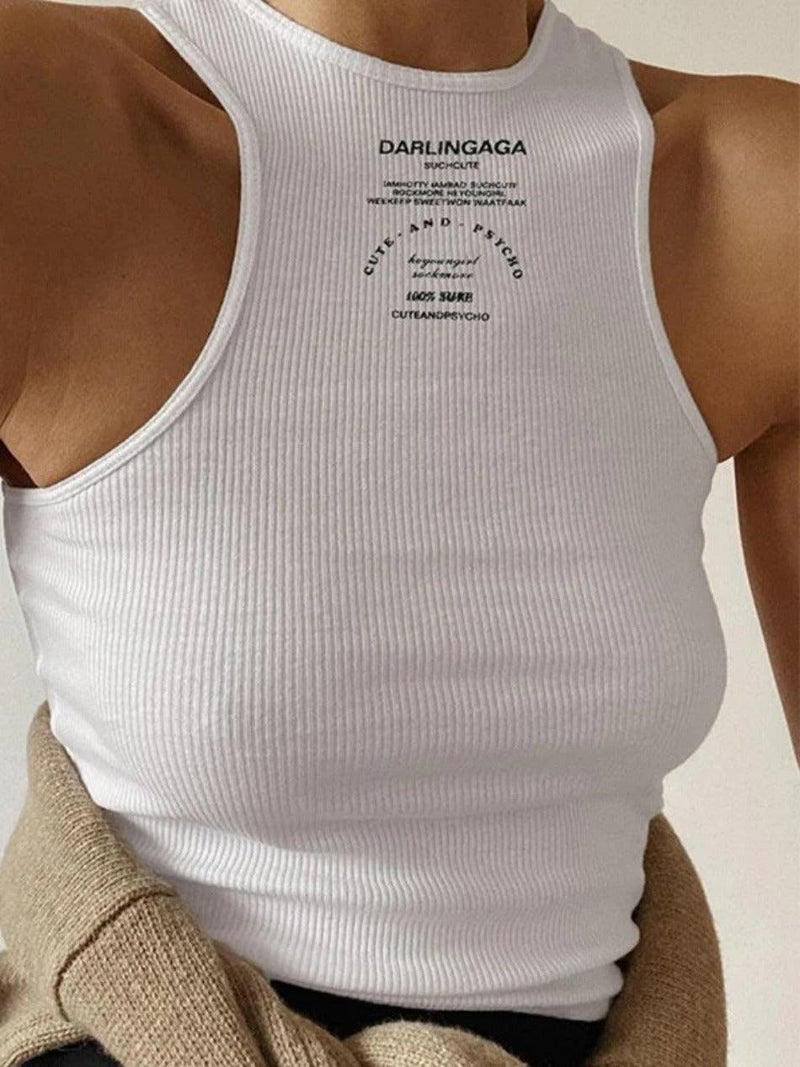 Logo Ribbed Cropped Tank Top - AnotherChill