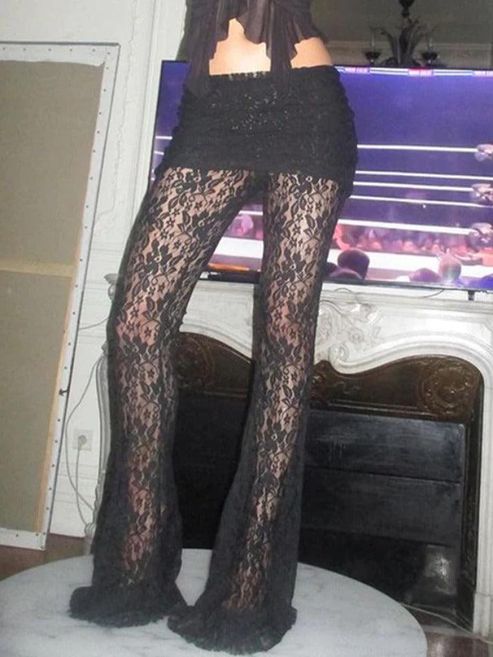 Lace Side Cut Flare Leg Pant