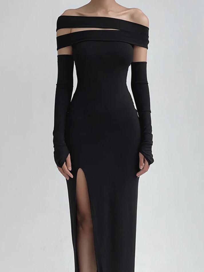 solid slash neck maxi dresses High Slit Multi Wearing Design Bandeau Dress – AnotherChill This Womens Dresses is Color:Black and Dusty Rose Iris Serban Zara Maxi Inexpensive Prom Dresses Edinburgh