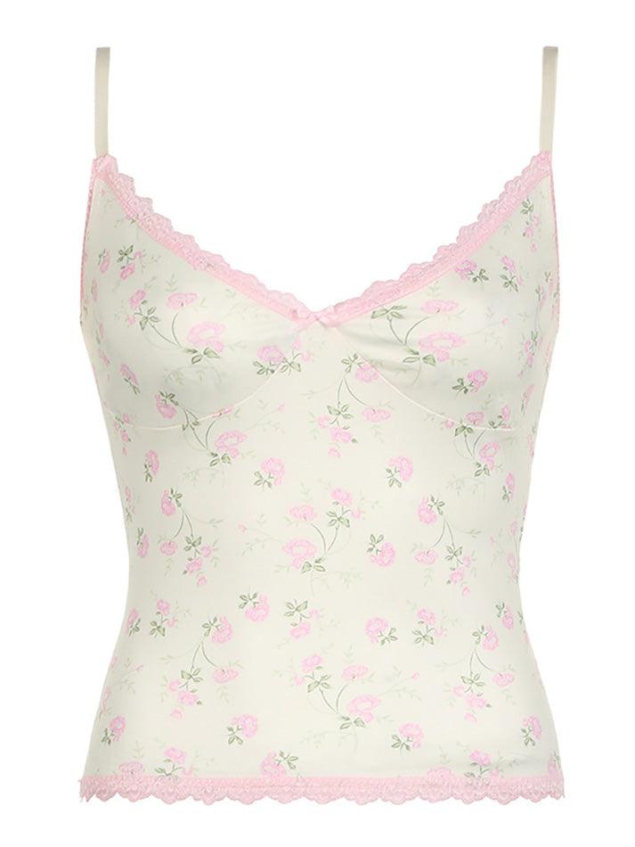 Floral Lace Edge Patchwork Camisole Top - AnotherChill