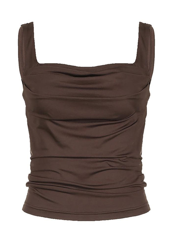 Ruched Square Neck Tank Top - AnotherChill