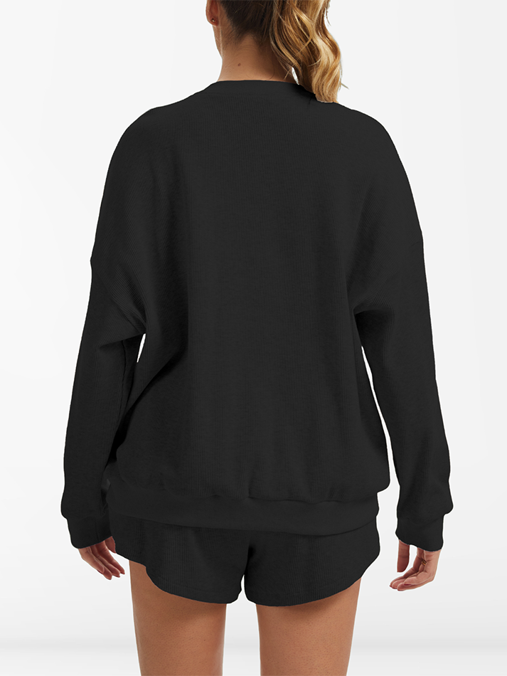 Oversized Long-Sleeve Waffle Knit Lounge Set