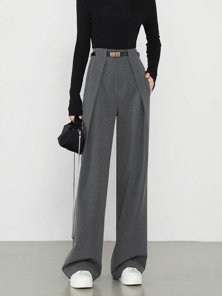 Middle Waist Solid Pocket Straight Leg Pants - AnotherChill