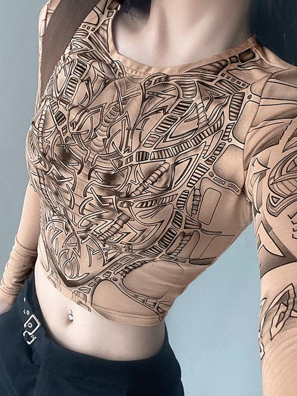 Armor Print Crop Long Sleeve Tee - AnotherChill