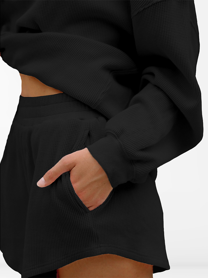 Oversized Long-Sleeve Waffle Knit Lounge Set