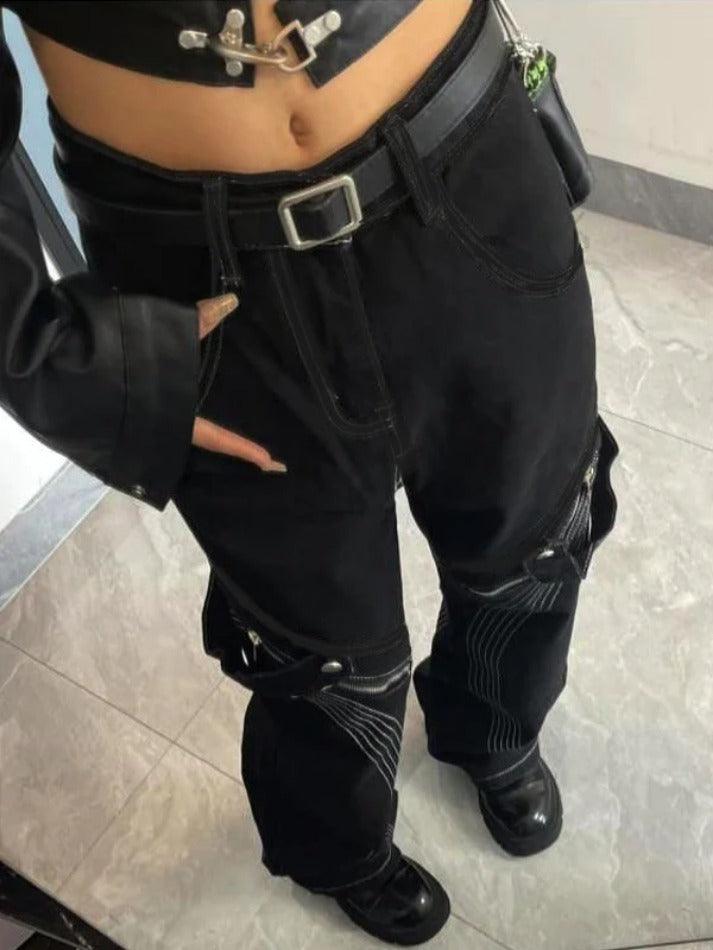 Retro Brown Stitch Splice Zipper Boyfriend Jeans - AnotherChill