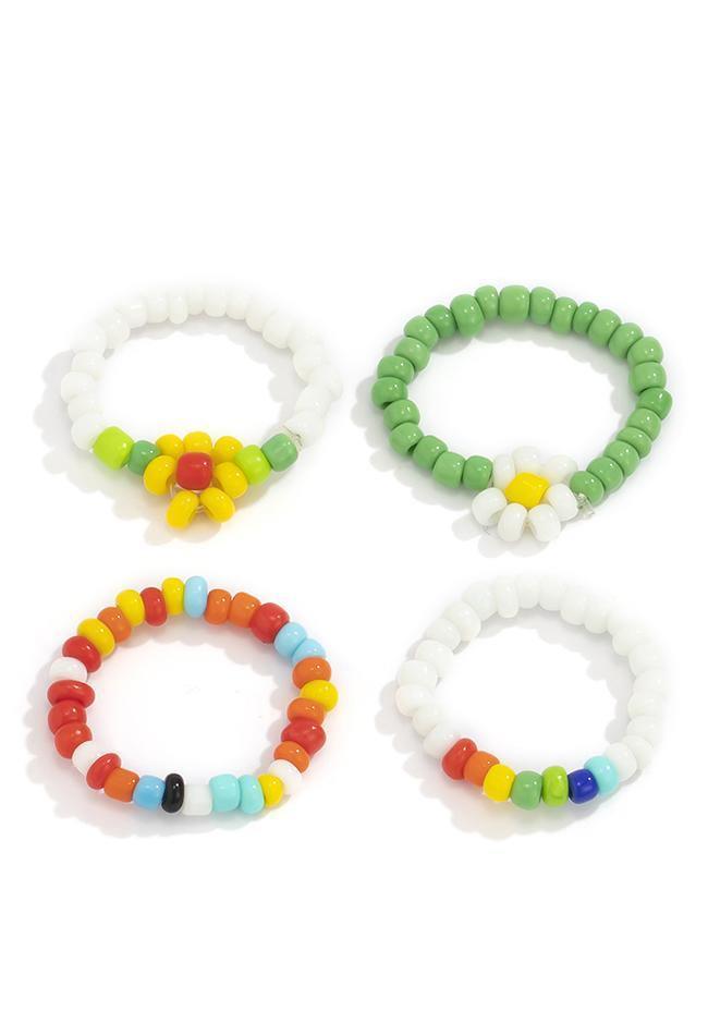 4Pcs Floral Beads Ring - AnotherChill