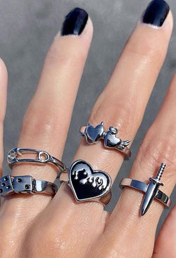 5Pcs Y2k Heart Ring AnotherChill