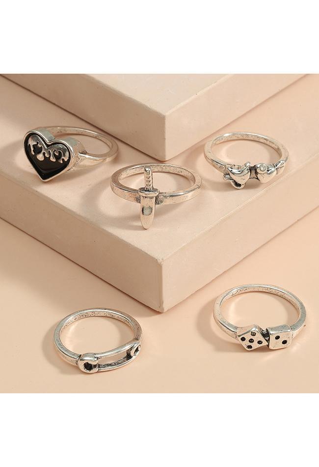 5Pcs Y2k Heart Ring AnotherChill