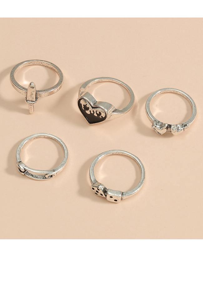 5Pcs Y2k Heart Ring AnotherChill