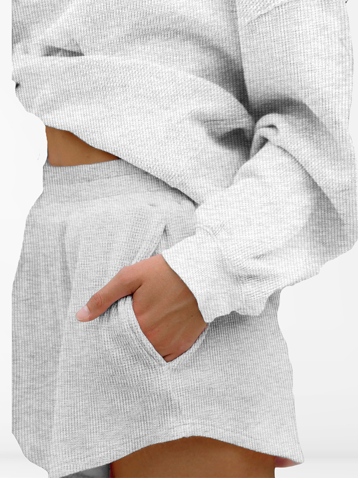 Oversized Long-Sleeve Waffle Knit Lounge Set