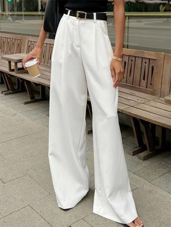 White High Rise Tailored Pants - AnotherChill