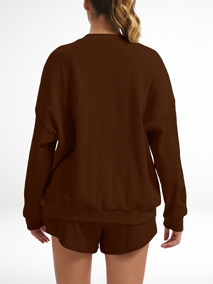 Oversized Long-Sleeve Waffle Knit Lounge Set