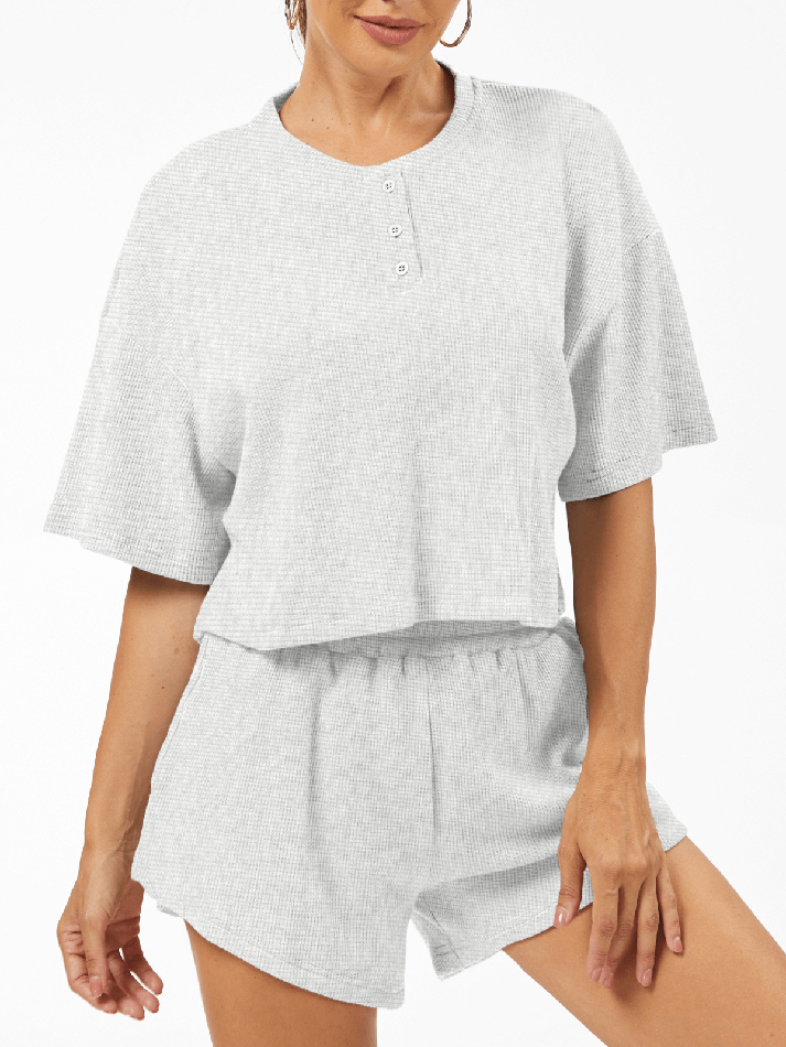 Cropped Waffle Knit Lounge Set