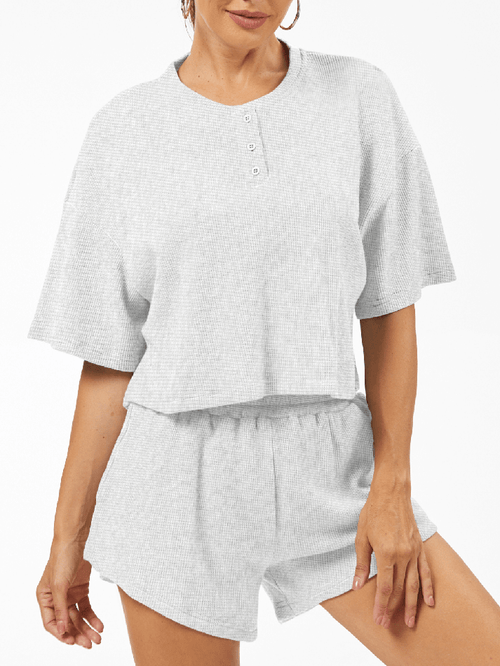 Cropped Waffle Knit Lounge Set – AnotherChill