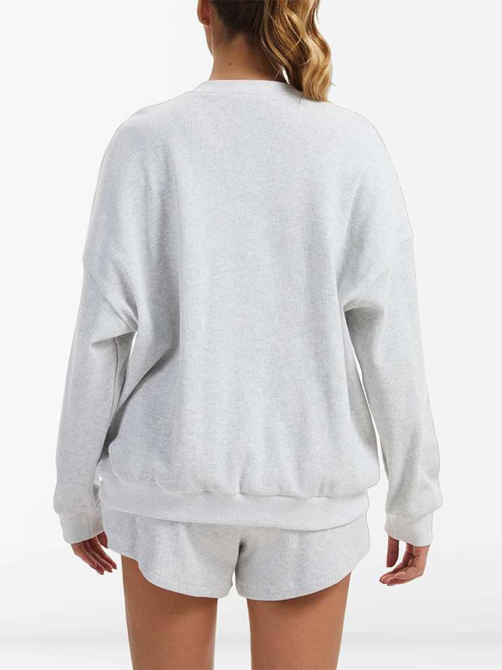 Oversized Long-Sleeve Waffle Knit Lounge Set