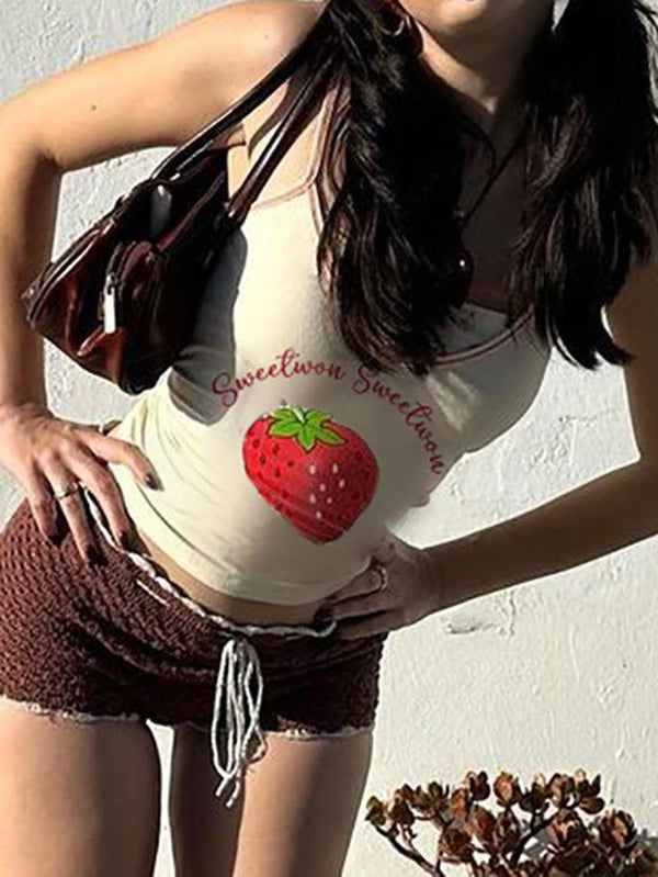 Strawberry Print Camisole Top