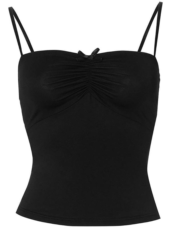 Solid Ruched Bow Tie Cami Top - AnotherChill