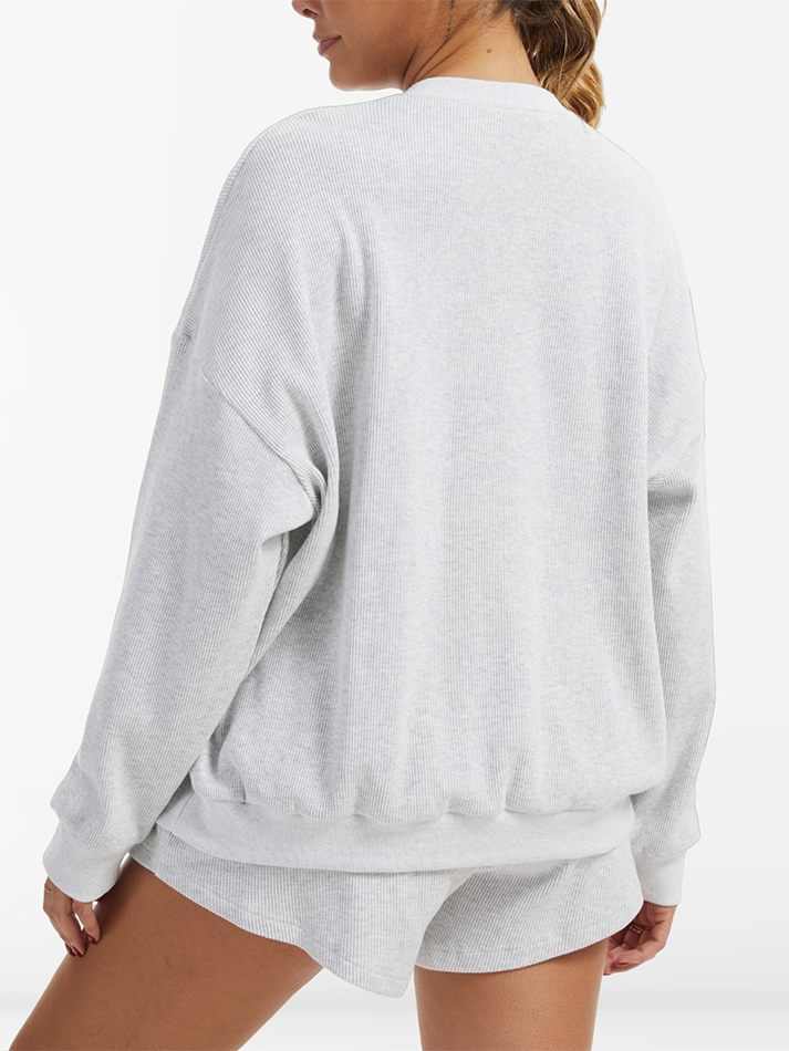 Oversized Long-Sleeve Waffle Knit Lounge Set