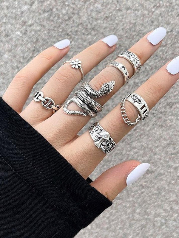 7pcs Engraved Ring Set - AnotherChill
