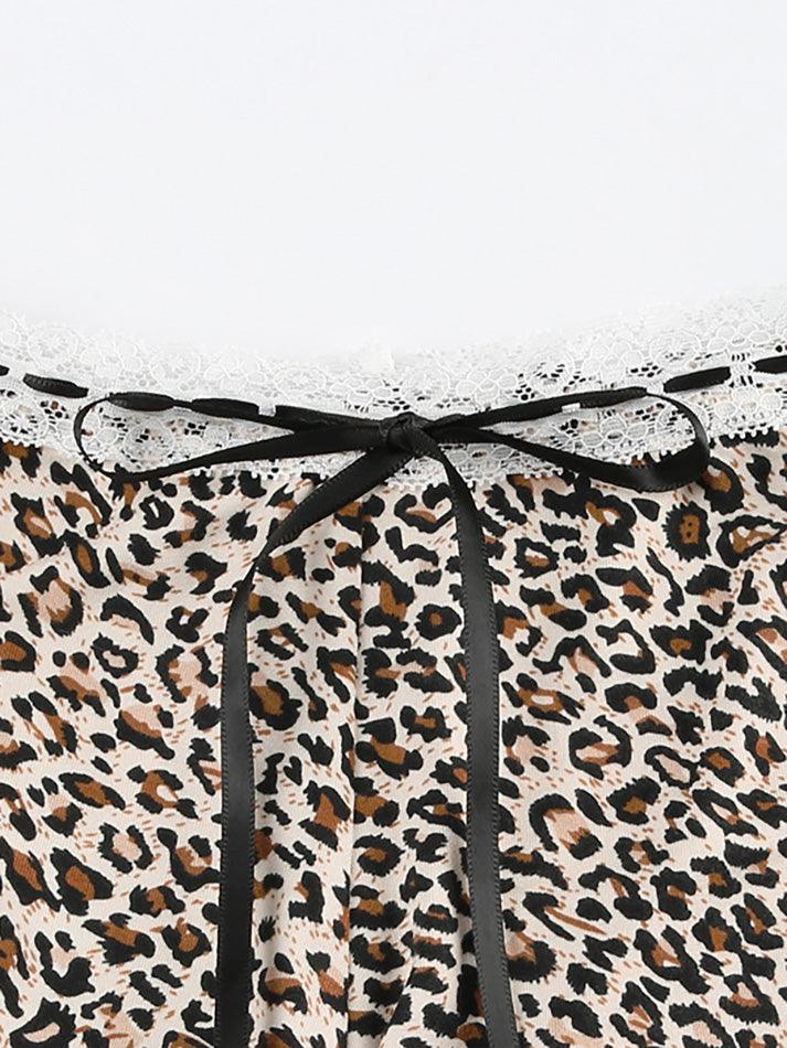 Low Rise Leopard Print Lace Trim Shorts - AnotherChill