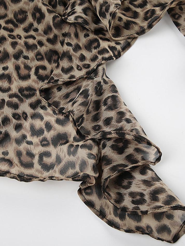 Leopard Print Ruffle Crop Cami Top - AnotherChill