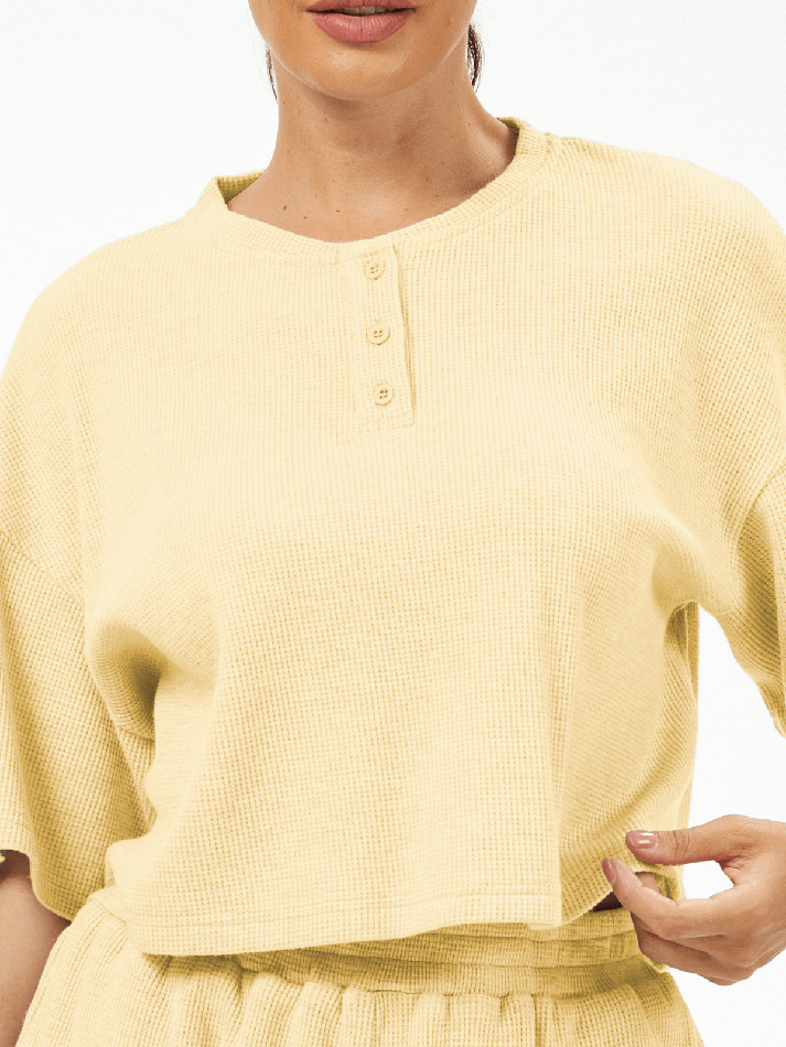 Cropped Waffle Knit Lounge Set