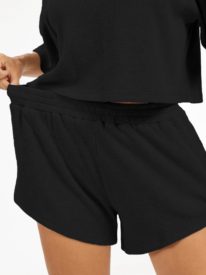 Cropped Waffle Knit Lounge Set