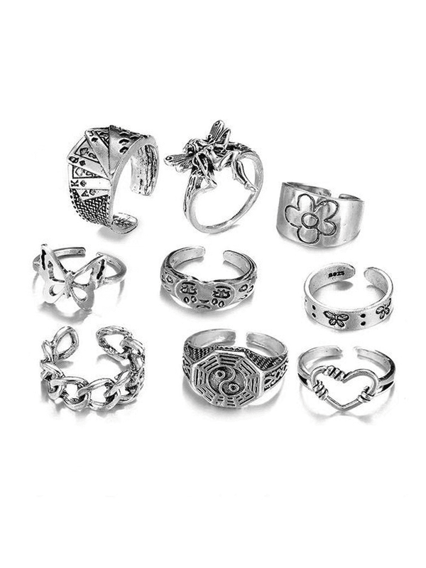 9pcs Vintage Butterfly Flower Angel Ring - AnotherChill