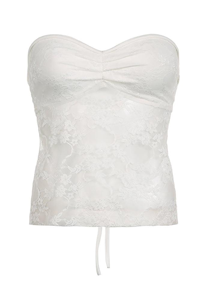 Lace See through Backless Tie Up Bandeau Top - AnotherChill