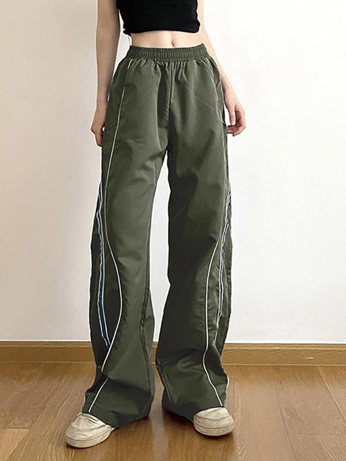 2024 Vintage Striped Piping Baggy Sweatpants Blue S in Pants Online ...