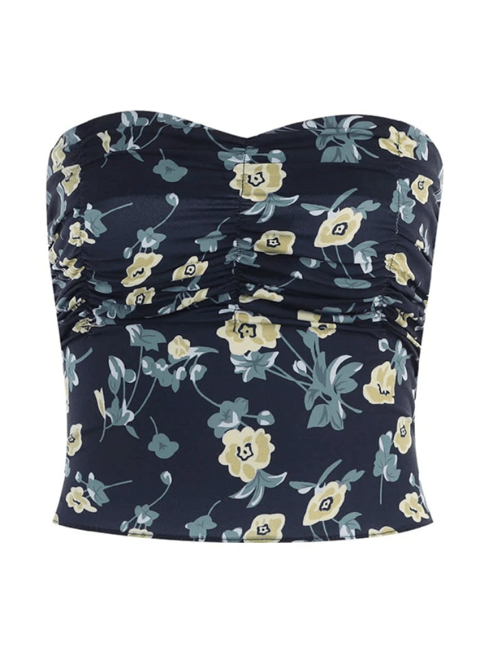 Asymmetric Printing Crop Bandeau Top - AnotherChill