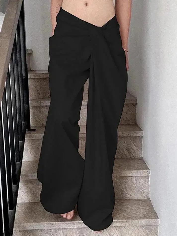Asymmetrical Cross Waist Cargo Pants - AnotherChill