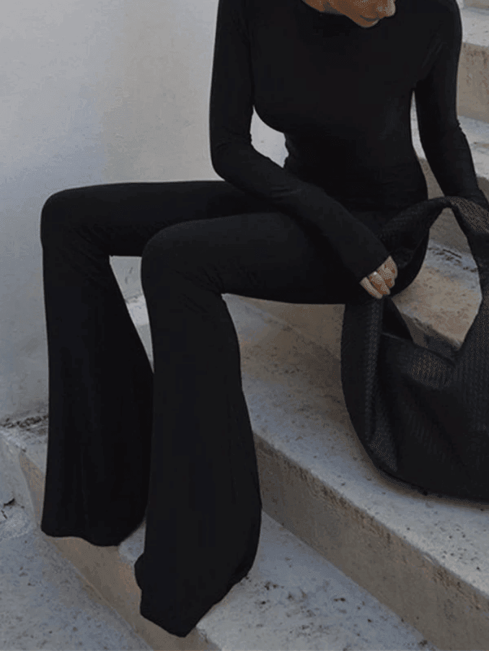 Backless Long Sleeve Flare Leg Jumpsuit - AnotherChill