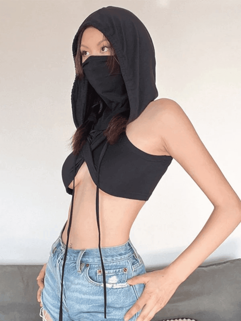 Bandana Design Hooded Cropped Tank Top - AnotherChill
